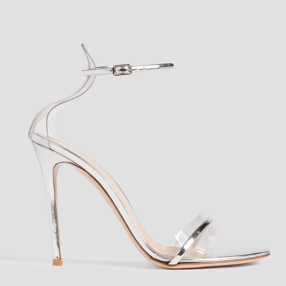 GIANVITO ROSSI
Mirrored-leather and PVC sandals